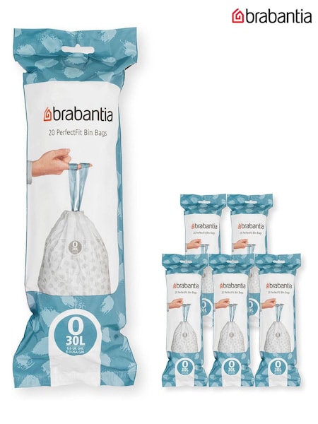 Brabantia White PerfectFit Bags Code O 30L 120 Bin Bags (43H227) | £30