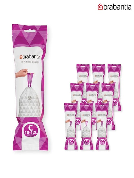 Brabantia White Perfect Fit Bags Code C 10-12L 200 Bin Bags (43T078) | £29
