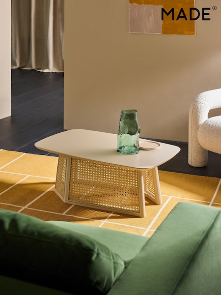 MADE.COM Ecru White Luca Cane Coffee Table (440517) | £279