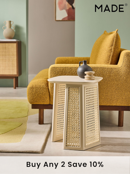 MADE.COM Ecru White Luca Cane Side Table (440533) | £149
