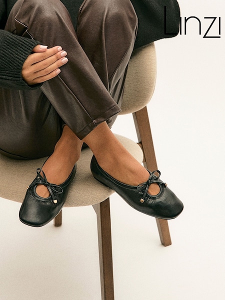 Black - Linzi Arlo Ballet Pumps With Bow Detail