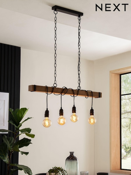 Brown Bronx Linear 4 Light Pendant Ceiling Light (441412) | £120