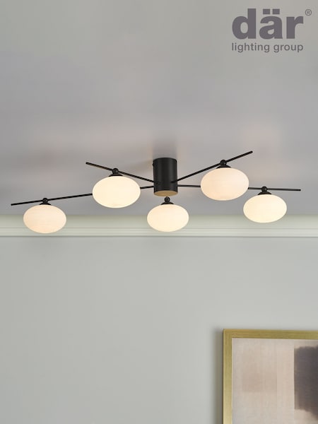 Dar Lighting Black Jasper 5 Light Semi Flush Ceiling Light (441780) | £89