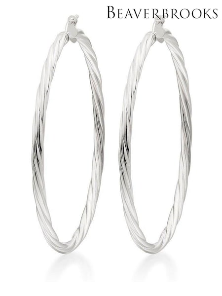 Beaverbrooks Sterling Silver Twist Hoop Earrings (442230) | £65