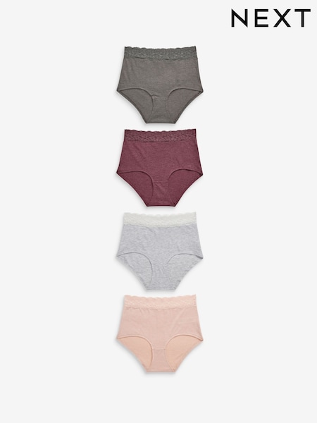 Grey Marl/Pink/Plum Full Brief Lace Knickers 4 Pack (442647) | £18