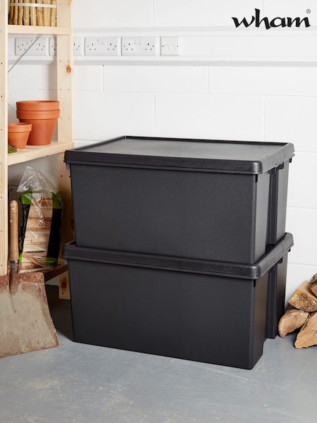Wham Black 2 x Bam 62L Plastic Storage Boxes and Lids (443586) | £30