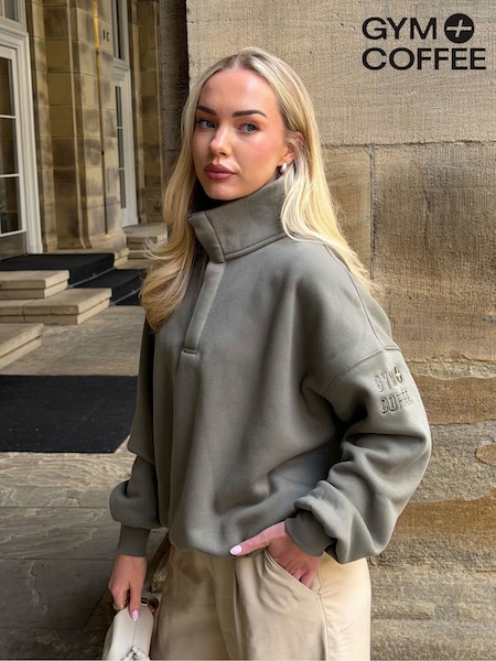 Green - Gym + Coffee Sierra Snap Collar Sweatshirt