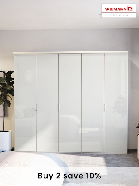 Wiemann Peyton White Glass Semi Fitted 5 Door Wardrobe (445187) | £1,155