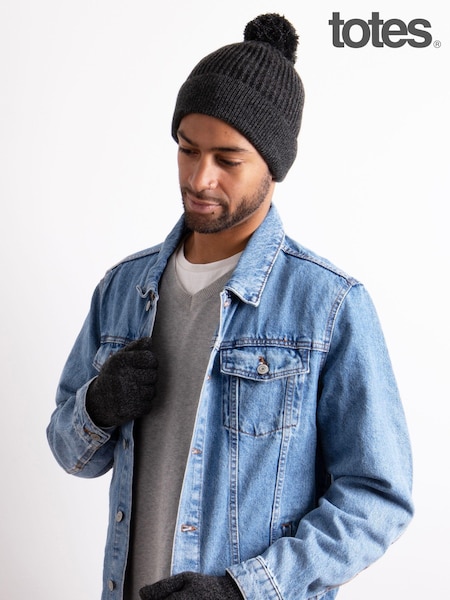 Totes Grey Mens Winter Hat and Glove Set (445916) | £25