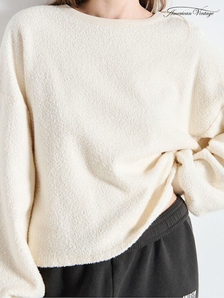 Cream - American Vintage Bobypark Terry Towelling Crew Neck Sweat Top