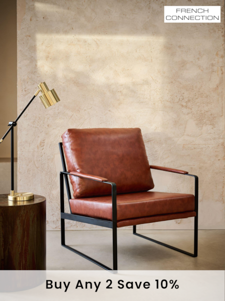 French Connection Conkor Brown Quartz Leather Look Accent Chair (447468) | £275
