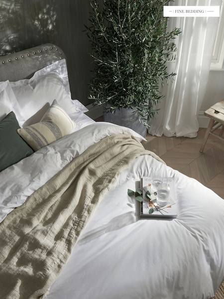 Fine Bedding Company White Activated Cooling 100% Cotton Duvet Cover (448283) | £40 - £70