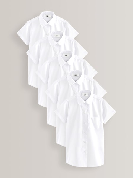 White Slim Fit 5 Pack Short Sleeve School Shirts (3-18yrs) (448452) | £21 - £32