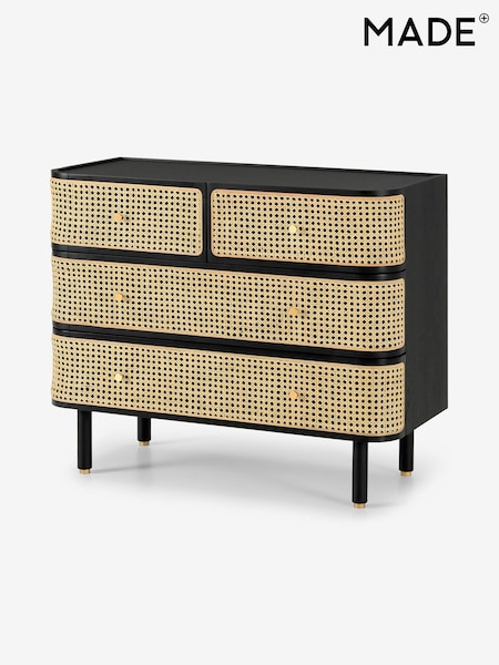 MADE.COM Black Stain Oak and Rattan Ankhara Chest of Drawers (448702) | £799
