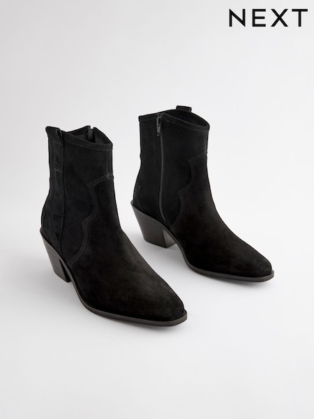 Black Standard/Wide Fit Forever Comfort® Leather Ankle Cowboy Boots (448715) | £59