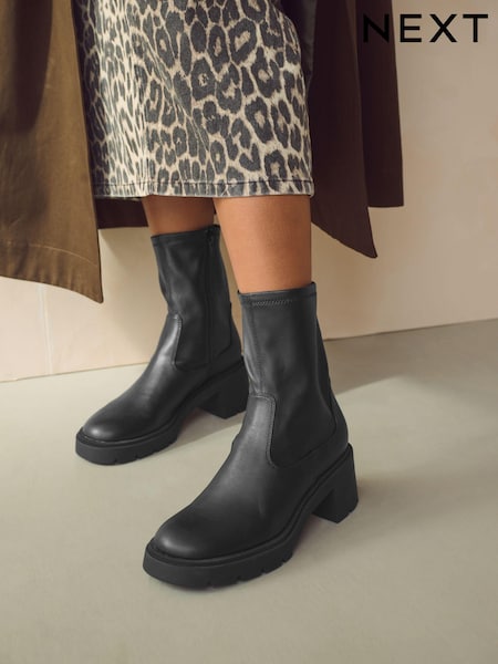 Black Forever Comfort® Chunky Sock Ankle Boots (448811) | £45