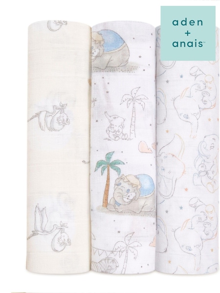 aden + anais White Large 100% Cotton Muslin Blankets 3 Pack (450060) | £42