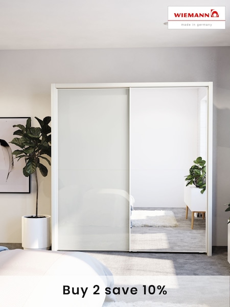 Wiemann White Peyton Glass and Mirror Sliding 2.1m Sliding Semi Fitted Wardrobe (450653) | £1,135