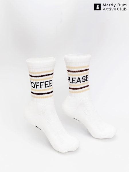 White - Mardy Bum Active Club Coffee Please Sports Socks