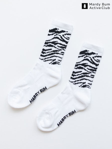 White Tiger Pattern - Mardy Bum Active Club Sports Socks