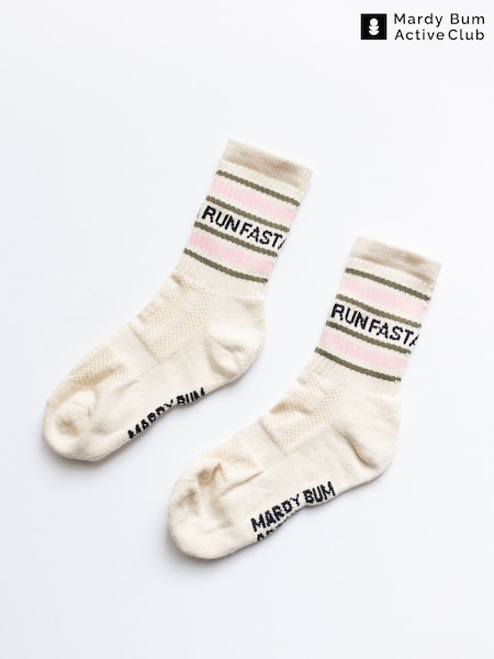 Cream - Mardy Bum Active Club Eat Pasta Run Fasta Sports Socks