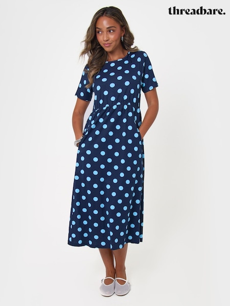 Blue - Threadbare Jersey Midi Smock Dress With Pockets