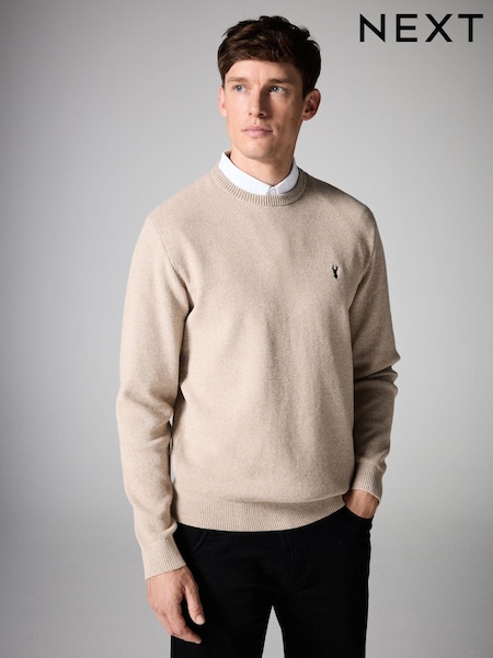 Neutral Oxford Crew Neck Regular Mock Shirt Jumper (451276) | £42