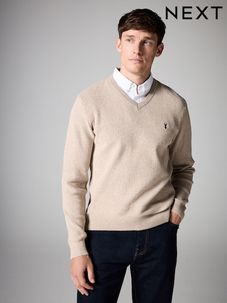 Neutral Oxford V-Neck Regular Mock Shirt Jumper (451298) | £42