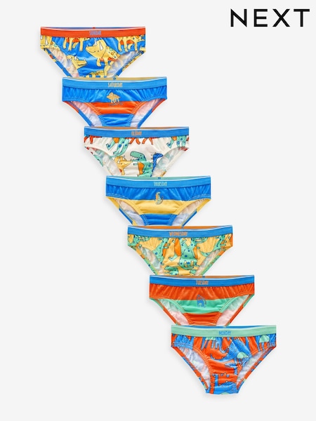 Bright Dinosaur 100% Cotton Briefs 7 Pack (1.5-10yrs) (452653) | £11 - £12