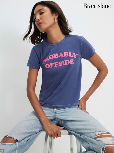 Blue - River Island Short Sleeve Offside Football T-shirt