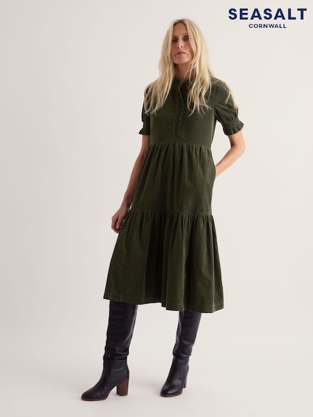 Green - Seasalt Cornwall Feather Star Cord Dress