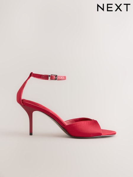 Red - Forever Comfort® Satin Peep Toe Heels