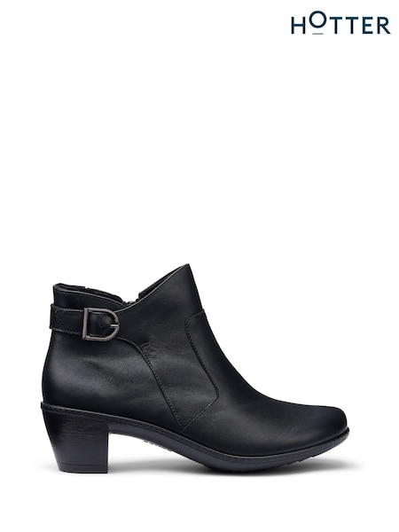 Black - Hotter Wide Fit Madison Zip Ankle Boots