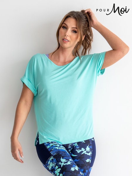 Pour Moi Blue Energy Cross Short Sleeve Yoga T-Shirt (454948) | £28