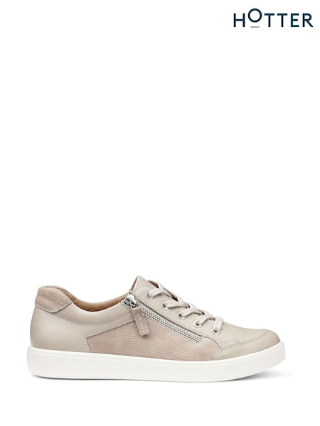 Cream - Hotter Standard Fit Chase Ii Lace-up/zip Cupsole Trainers