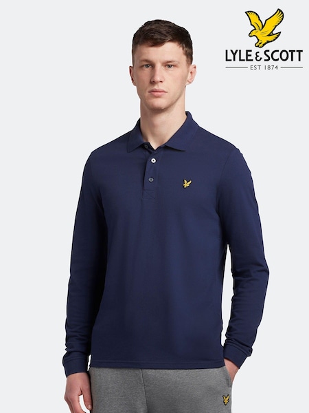 Lyle & Scott Navy Long Sleeve Polo Shirt (455653) | £65