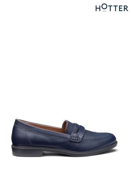 Blue - Hotter Wide Fit Dorset Slip-on Loafers