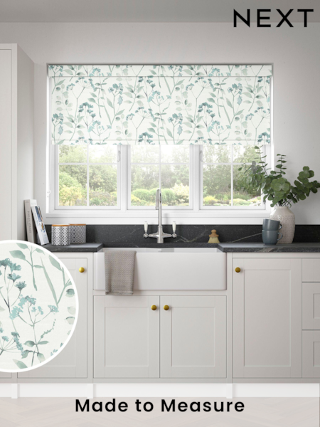 Duck Egg Blue Isla Floral Made to Measure Roller Blind (456023) | £57
