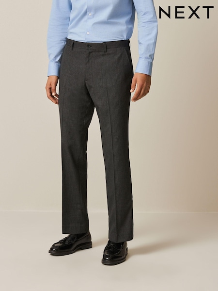 Charcoal Grey Regular Fit Textured Smart Trousers (456315) | £28
