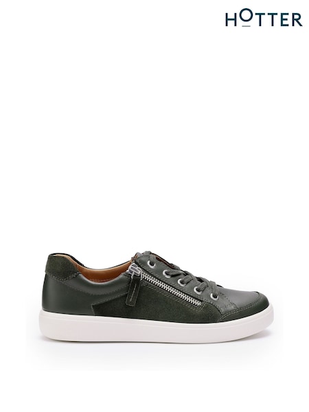 Green - Hotter Extra Wide Fit Chase Ii Lace-up/zip Cupsole Trainers