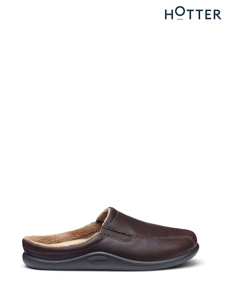 Dark Brown - Regular Hotter Standard Fit Slide Slip-on Slippers