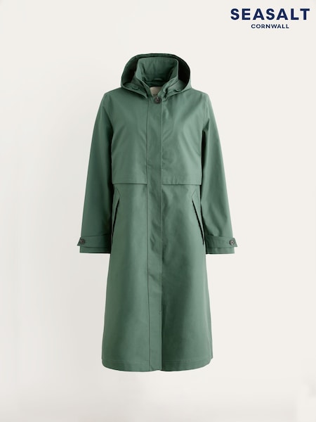 Green - Seasalt Cornwall Sea Lights Trench Raincoat