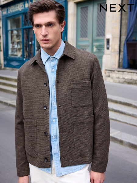 Brown Smart Check Shacket (457823) | £20