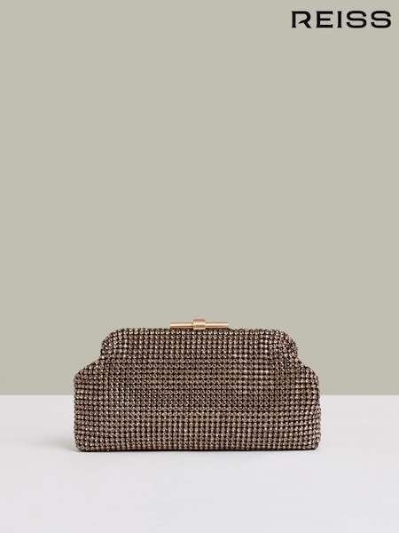 Reiss Gold Adaline Embellished Clutch Bag (458123) | £148