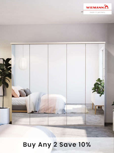 Wiemann Peyton Rustic Oak Mirror Semi Fitted 5 Door Wardrobe (458331) | £1,105