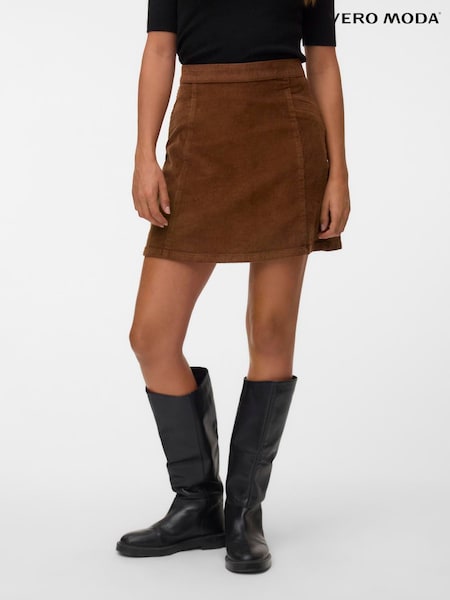 Brown - Vero Moda High Waist Corduroy Mini Skirt