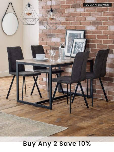 Julian Bowen Natural Tribeca Dining Table and 4 Monroe Chairs Set (458835) | £495