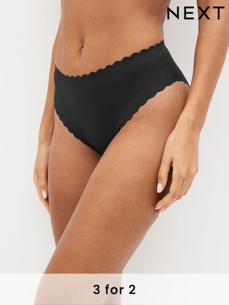 Black Full Brief No VPL Scallop Edge Knickers (458909) | £9