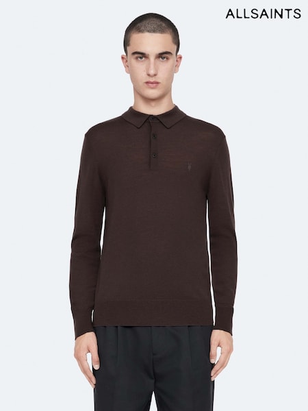 Purple - Regular Allsaints Mode Wool Long Sleeve Polo Neck Jumper