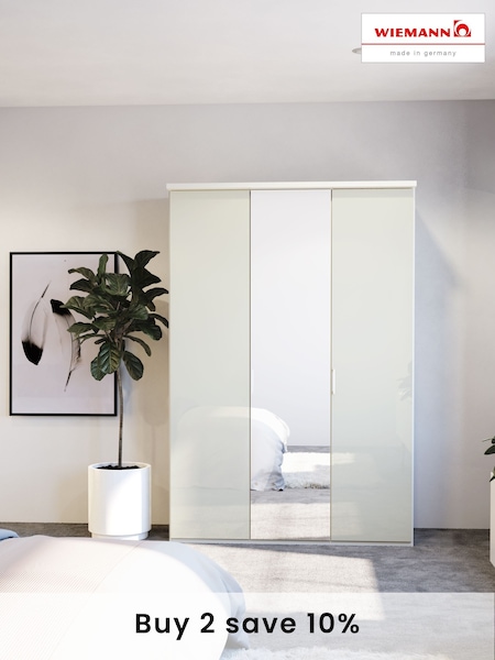 Wiemann Peyton White Glass and Mirror Semi Fitted Triple Wardrobe (460029) | £765